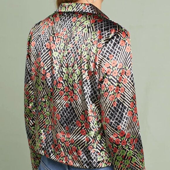Anthropologie Abstract Floral Velvet Wrap Blazer Size 0 - Picture 15 of 15